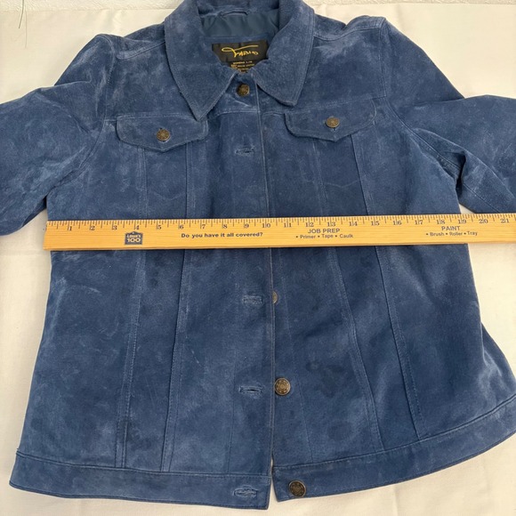 Fabio Blue Suede Trucker Jacket Womens Size large - Picture 5 of 9